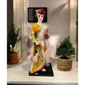 Vintage Japanese Doll Kimono Geisha Maiko Traditional Folk Craft Japan 15 “ Tall